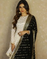 Mouni Roy in a White and Black Traditional Salwar Photos 02