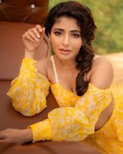Nagabandham The Secret Treasure Actress Iswarya Menon in a Off Shoulder Blouse with a Floral Printed Lehenga Pictures 03