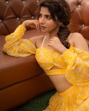 Nagabandham The Secret Treasure Actress Iswarya Menon in a Off Shoulder Blouse with a Floral Printed Lehenga Pictures 04