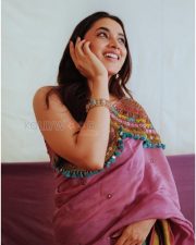 Radiant Actress Priyanka Mohan in a Dusty Pink Embroidered Tassel Saree Photos 02