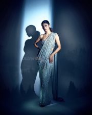 Sensational Beauty Mouni Roy in a Blue Sequin Embellished Saree with a Strapless Tube Blouse Pictures 01