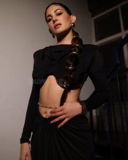 Sensuous Amyra Dastur Navel in a Black Cut Out Two Piece Dress at GQ Fashion Awards Photos 02