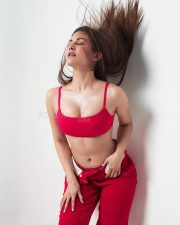Sexy Amyra Dastur in a Red Sports Bralette and Matching Pants Photos 04