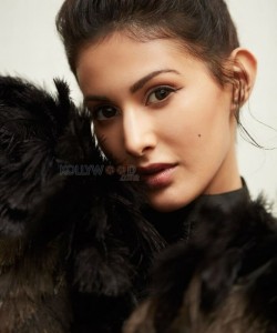 Sexy Indian Actress Amyra Dastur Lace Black Dress Photoshoot Stills 01
