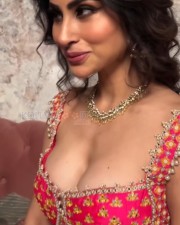 Sexy Mouni Roy in a Red Jewelled Blouse showing Cleavage Pictures 02