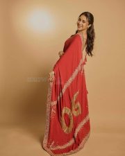 Sexy Priyanka Mohan in a Red Saree with Golden Embroidered Border Pictures 05