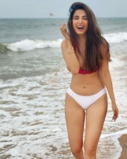 Sonal Chauhan White Bikini in Beach Photos