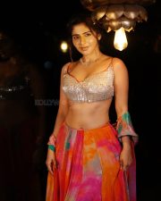 South Beauty Iswarya Menon Navel in a Sequin Bralette with a Red Skirt Photos 04