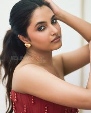 Striking Actress Priyanka Mohan in a Crimson Pearl Corset Dress Photos 01 Striking Actress Priyanka Mohan in a Crimson Pearl Corset Dress Photos 01