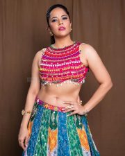 Stunning Anasuya Bharadwaj Navel in a Colourful Lehenga Pictures 01