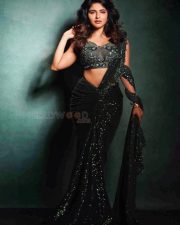 Stunning Iswarya Menon in a Green Sequined Saree Pictures 02