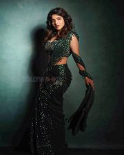 Stunning Iswarya Menon in a Green Sequined Saree Pictures 04