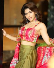 Stunning Iswarya Menon in a Printed Blouse and Green Bottom Photos 01