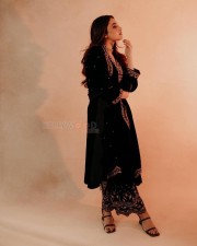 Stunning Priyanka Arul Mohan in a Black Embroidered Designer Dress Photos 01