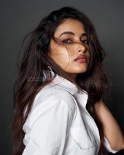 Stunning Priyanka Arul Mohan in a White Shirt and Black Shimmery Skirt Photos 06