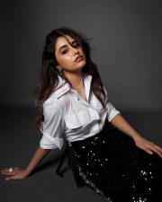 Stunning Priyanka Arul Mohan in a White Shirt and Black Shimmery Skirt Photos 07