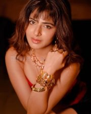 Sultry Actress Iswarya Menon in a Red velvet corset and black skirt Photos 02