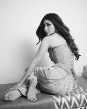 The Wives Actress Mouni Roy in a Strapless Denim Corset with a Light Wash Denim Jeans Photos 02