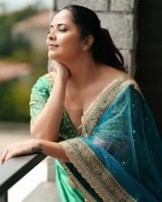 Tollywood Beauty Anasuya Bharadwaj in a Green Lehenga Photos 02