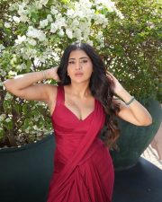 3 Roses Actress Rashi Singh in a Red Corset Style Blouse with a Red Pre Draped Saree Photos 01