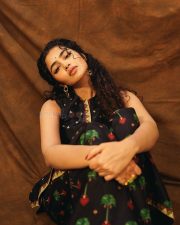 Actress Anupama Parameswaran in a Black Sleeveless Tree of Hearts Top with a Matching Palazzo Pants Photos 03