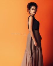 Actress Anupama Parameswaran in a Black and Cedar Sheer Panel Maxi Skirt with a Sleeveless Black Top Pictures 05
