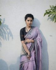 Actress Anupama Parameswaran in a Cotton Saree Photos 02