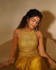Actress Anupama Parameswaran in a Gold Sequined Halter Neck Top with a Matching Golden Skirt Pictures 03 Actress Anupama Parameswaran in a Gold Sequined Halter Neck Top with a Matching Golden Skirt Pictures 03