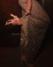 Actress Anupama Parameswaran in a Rose Champagne Gold Embroidered Gown Photos 07