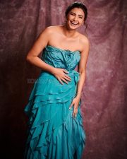 Actress Daisy Shah in a Blue Chiffon Organza Ruffled Trail Gown With Crystal Embellished Belt Photos 06 Actress Daisy Shah in a Blue Chiffon Organza Ruffled Trail Gown With Crystal Embellished Belt Photos 06