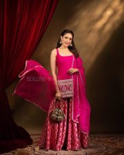 Akhanda 2 Actress Pragya Jaiswal in a Hot Pink Sleeveless Sharara Photos 02