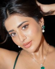 Alluring Rashi Singh Cleavage in a Green Satin Gown Photos 07