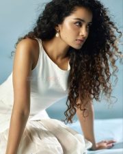 Beautiful Actress Anupama Parameswaran in a White Sleeveless Top with a Matching Flared Cotton Skirt Photos 01