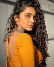 Beautiful Anupama Parameswaran in a Grey Pochampally Saree Photos 03