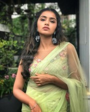 Beautiful Anupama Parameswaran in a Pastel Green Saree Photo 01