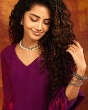Beautiful Anupama Parameswaran in a Purple Anarkali Kurta Photos 01