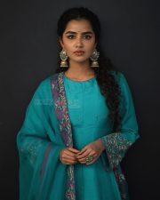 Beautiful Anupama Parameswaran in a Sky Blue Teal Kurta Photos 03