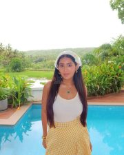Beautiful Rashi Singh in a White Sleeveless Top and Yellow Gingham Skirt Pictures 01