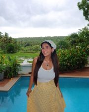 Beautiful Rashi Singh in a White Sleeveless Top and Yellow Gingham Skirt Pictures 02