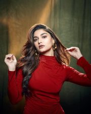 Beautiful Saiee Manjrekar in a Red Long Gown with a Thigh Slit and High Neckline Photos 04 Beautiful Saiee Manjrekar in a Red Long Gown with a Thigh Slit and High Neckline Photos 04