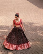Beautiful Sexy Doll Nabha Natesh in a Traditional Lehenga and Blouse Photos 03