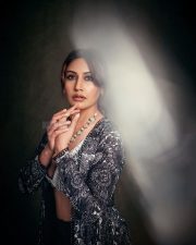 Beautiful Surbhi Chandna in a Black Embroidered Printed Lehenga Set Photos 09