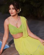 Beautiful Surbhi Chandna in an Ethnic Lime Green Saree Photos 02