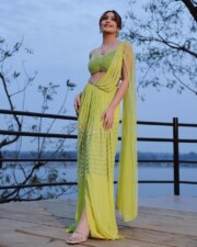 Beautiful Surbhi Chandna in an Ethnic Lime Green Saree Photos 04