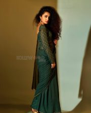 Beautifully Gorgeous Anupama Parameswaran in a Green Saree with Sheer Full Sleeve Blouse Photos 09