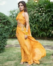 Bhumi Pednekar in a Yellow Halter Neck Crop Top and Maxi Skirt Photos 03