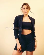 Bold Actress Pragya Jaiswal in a Navy Denim Blazer and Shorts Co Ord Photos 01