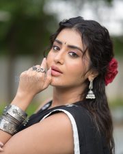 Bold Actress Rashi Singh in a Black Saree with White Border Photos 03