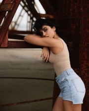 Bombshell Beauty Sobhita Dhulipala in a Beige Tank Top and Blue Denim Shorts Pictures 04