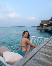 Breathtaking Actress Pragya Jaiswal in a Teal Bikini Top Photos 04